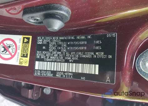 2015 Toyota Highlander Xle V6 из США, поврежденный, VIN 5TDKKRFH7FS064529